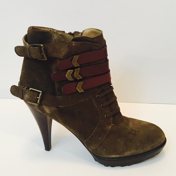 Nine West Shoes - NINE WEST SUEDE ARMY GREEN BOOTIES